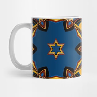 Cartoon Mandala Flower Yellow Blue and Orange Mug